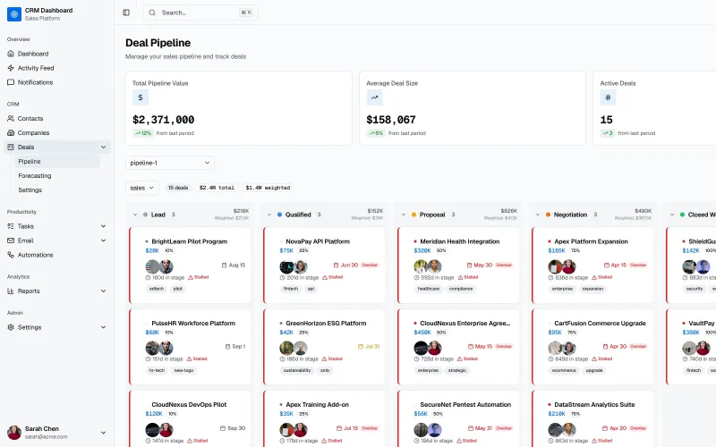 Full-Stack CRM app screenshot