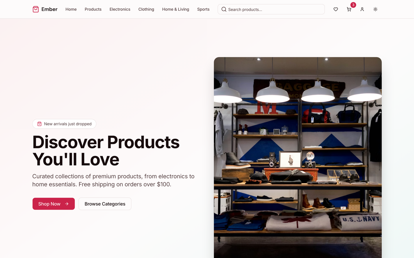 Next.js Storefront App with product catalog, cart, checkout, and admin dashboard