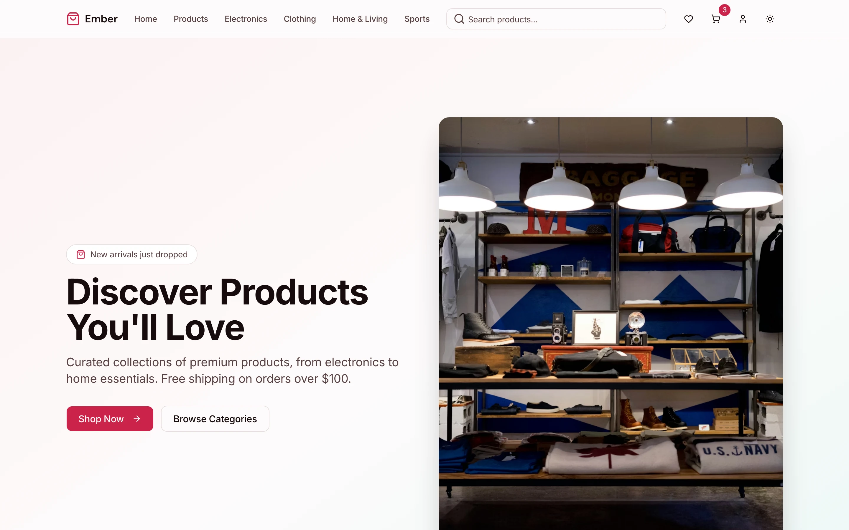 Homepage — light mode, desktop