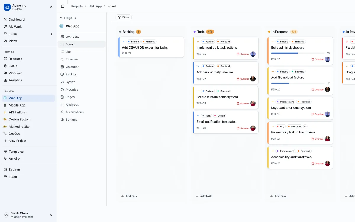 Kanban PM app by thefrontkit