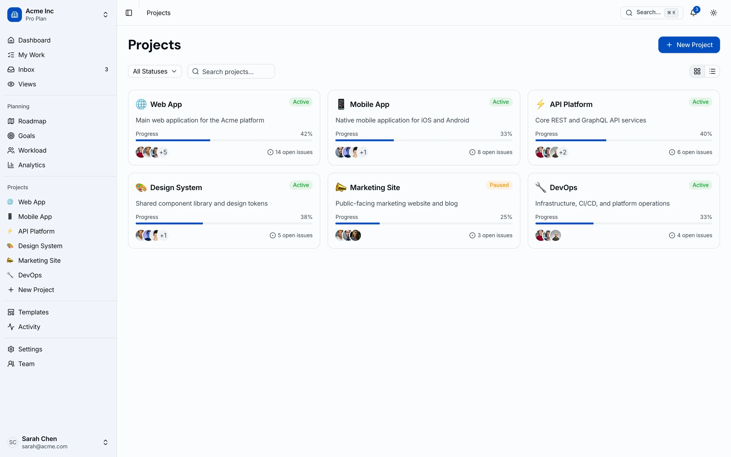 Projects directory preview from thefrontkit — a production-ready Next.js Kanban PM Kit built with Tailwind and shadcn/ui