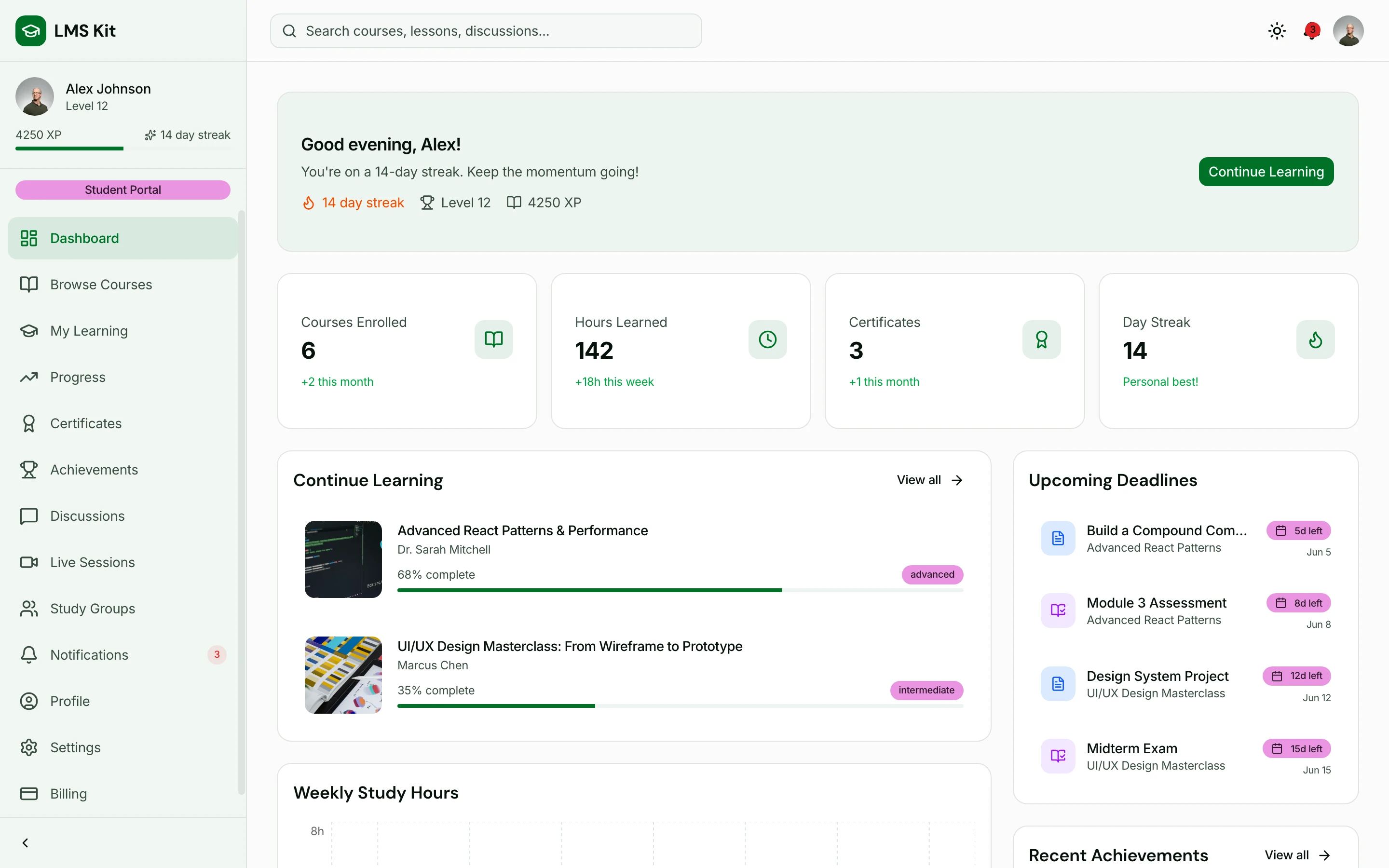 Next.js LMS Template — Next.js LMS Template: Student Dashboard, Instructor Panel, and Admin Portal